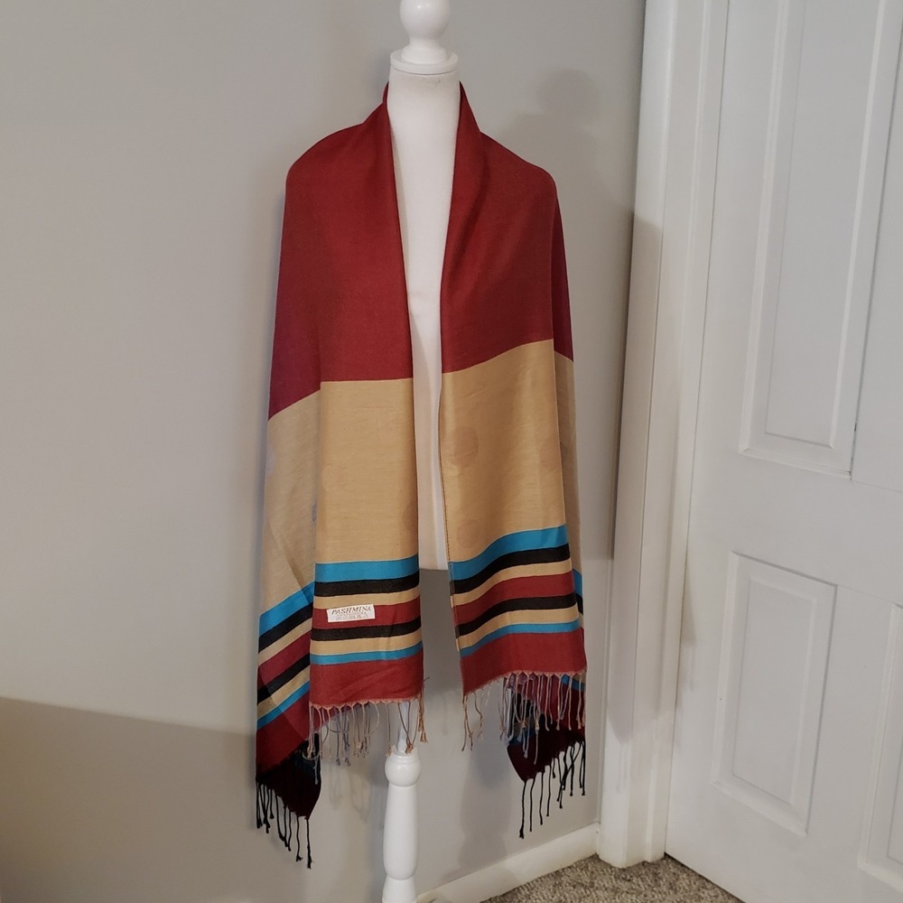 Pashmina Cashmere Wool‎ Scarf Wrap Shawl Southwest Boho Luxury Fringe 73x28